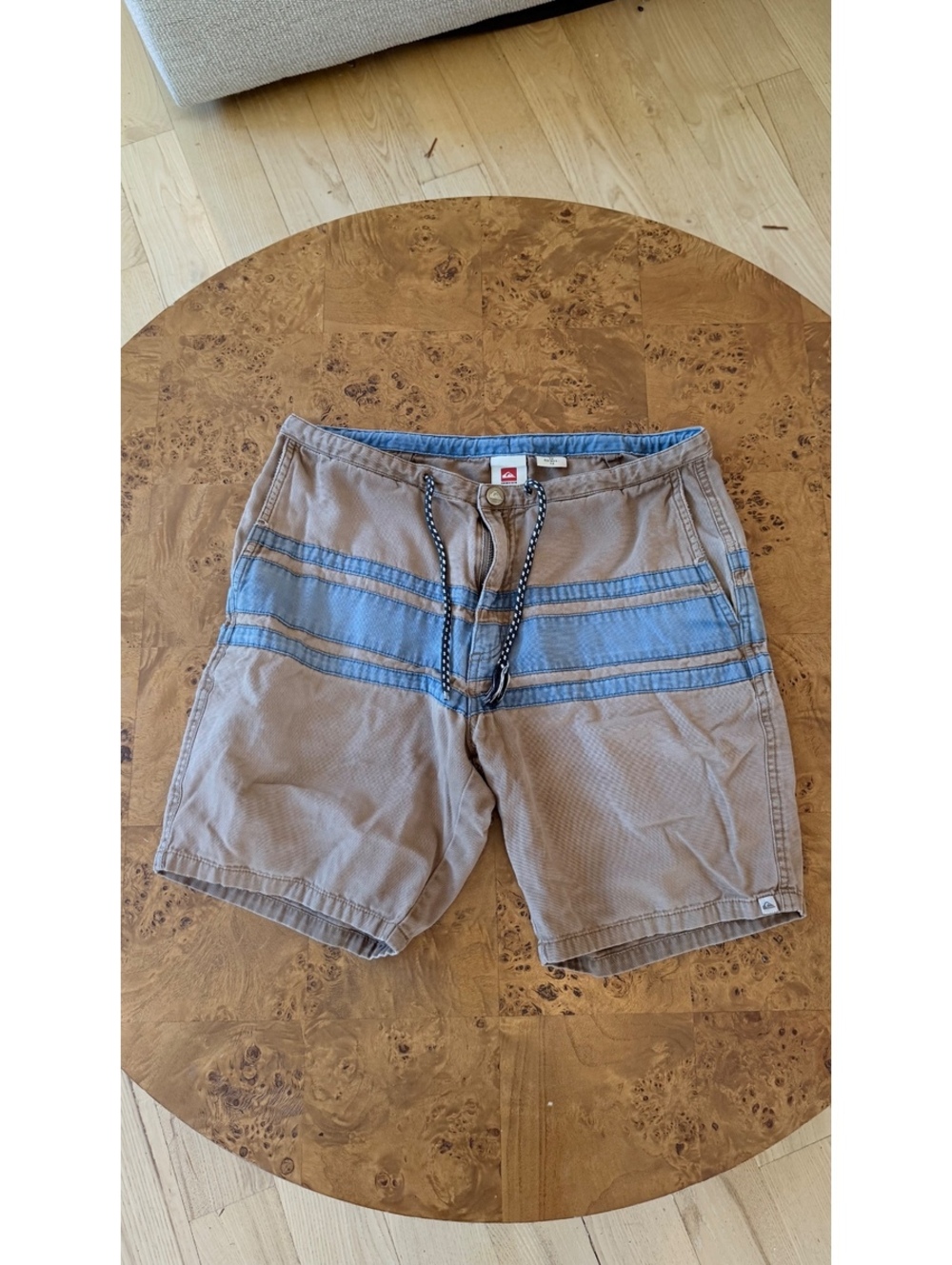 Quiksilver perfectly worn Men's Brown and Blue Casual Shorts Size 32